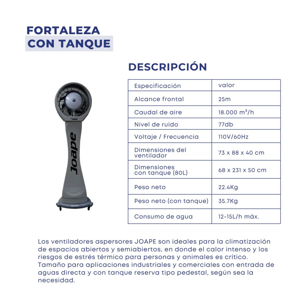 Ventilador Aspersor Joape COPACABANA Con tanque Acodinsa