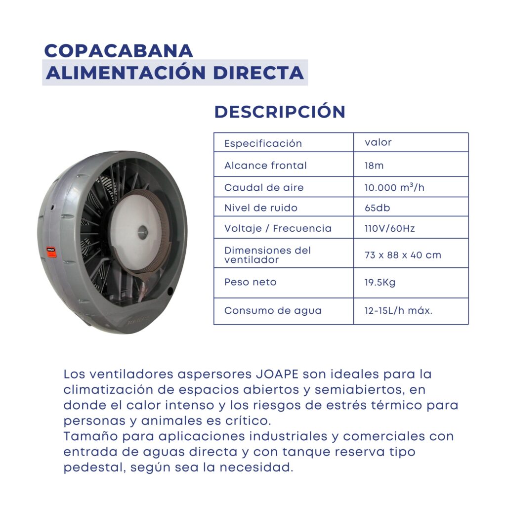 Ventilador Aspersor Joape COPACABANA ALIMENTACIÓN DIRECTA Acodinsa