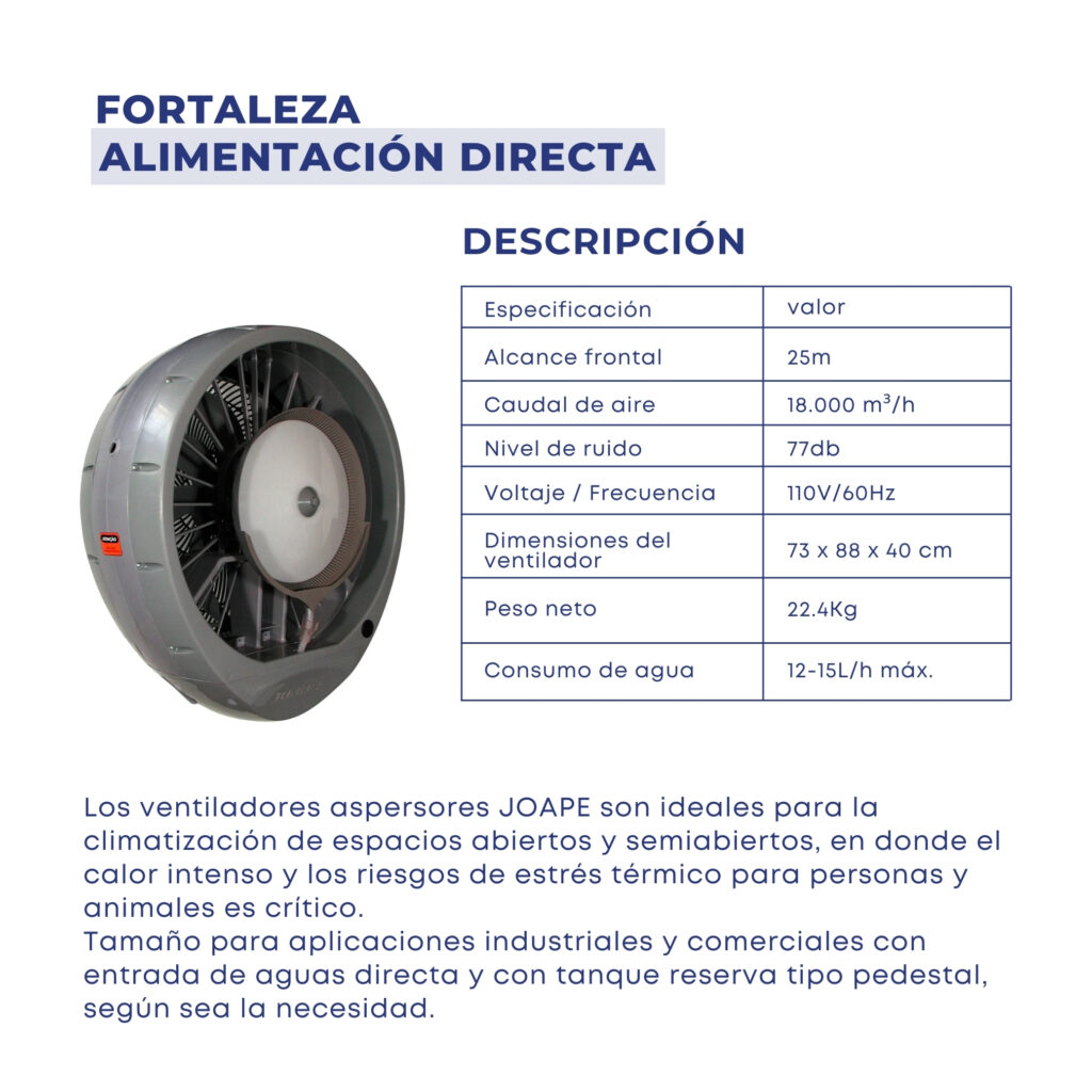 Ventilador Aspersor Joape FORTALEZA ALIMENTACIÓN DIRECTA Acodinsa