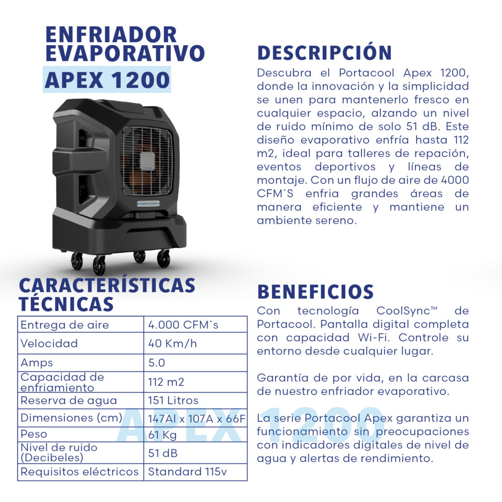 Enfriador Evaporativo Portacool APEX 1200 Acodinsa Colombia