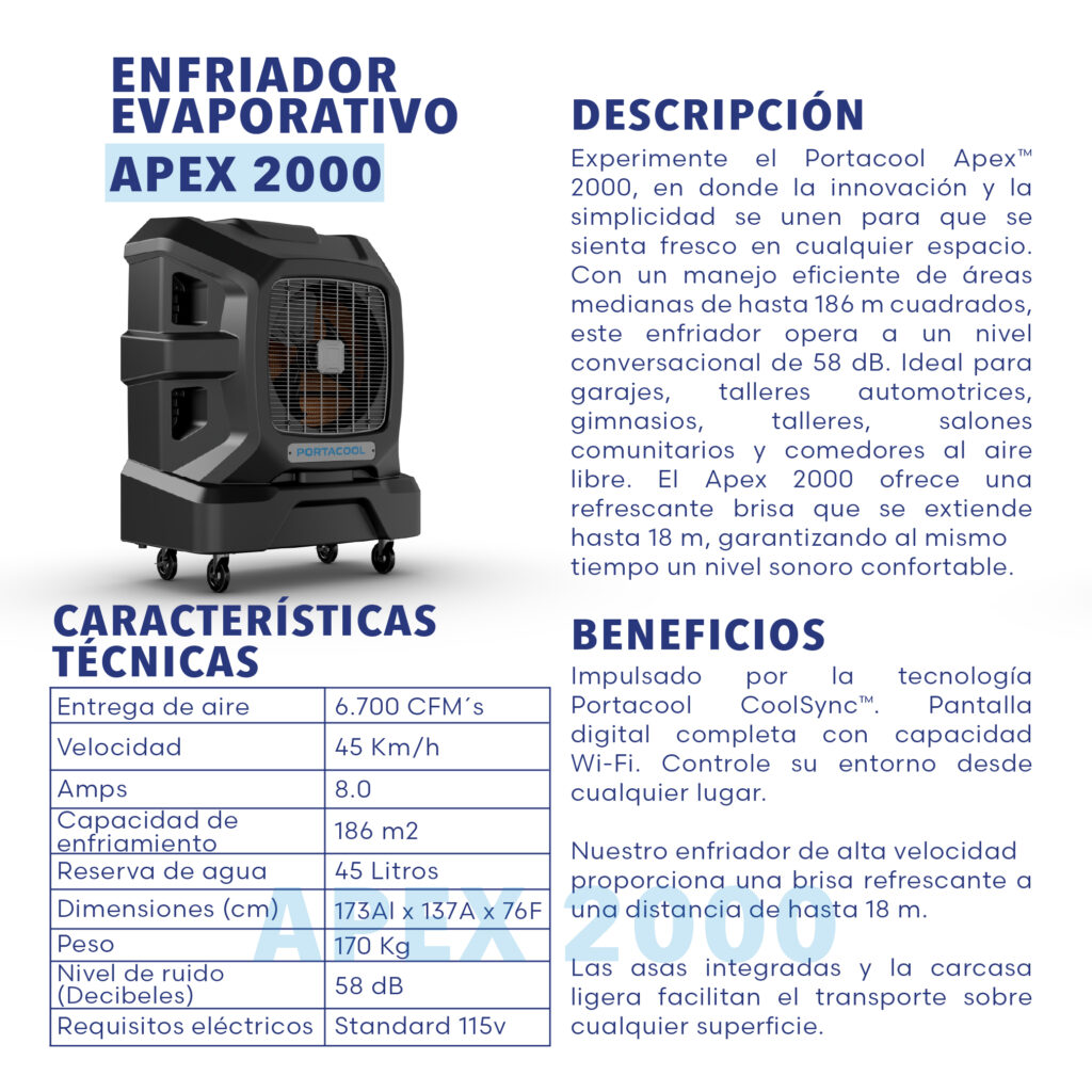 Enfriador Evaporativo Portacool APEX 2000 Acodinsa Colombia