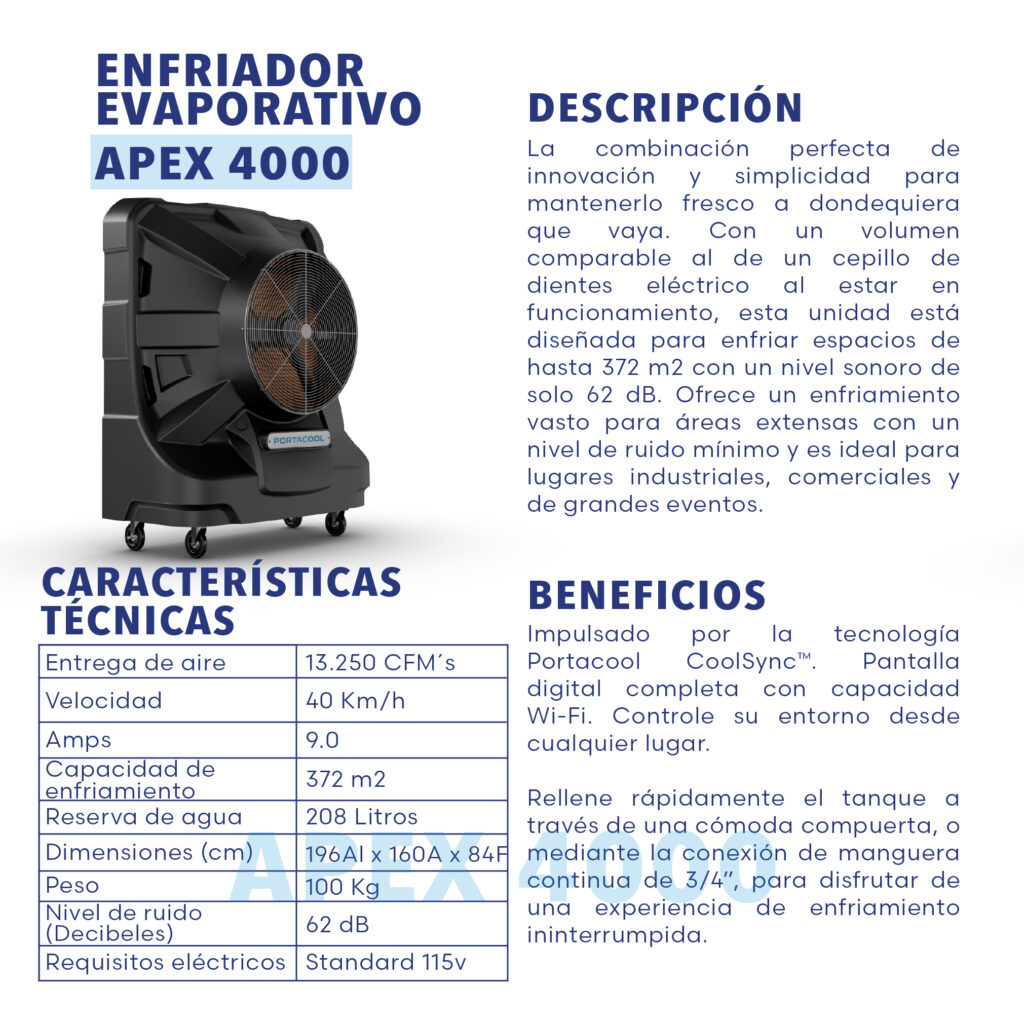 Enfriador Evaporativo Portacool APEX 4000 Acodinsa Colombia