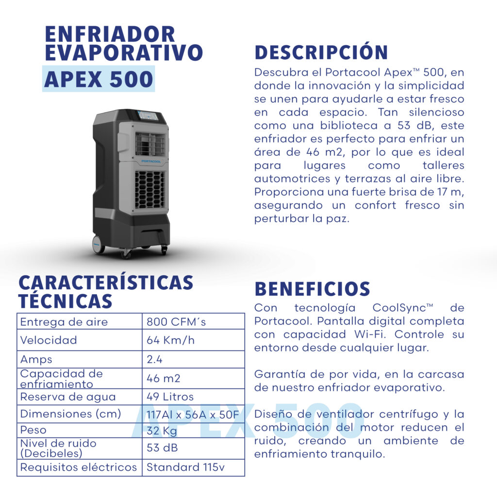 Enfriador Evaporativo Portacool APEX 500 Acodinsa Colombia