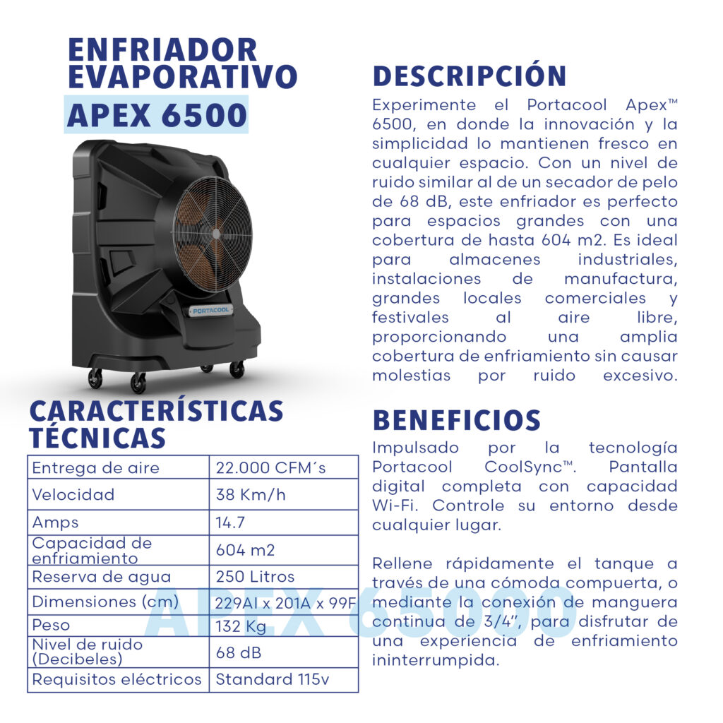 Enfriador Evaporativo Portacool APEX 6500 Acodinsa Colombia
